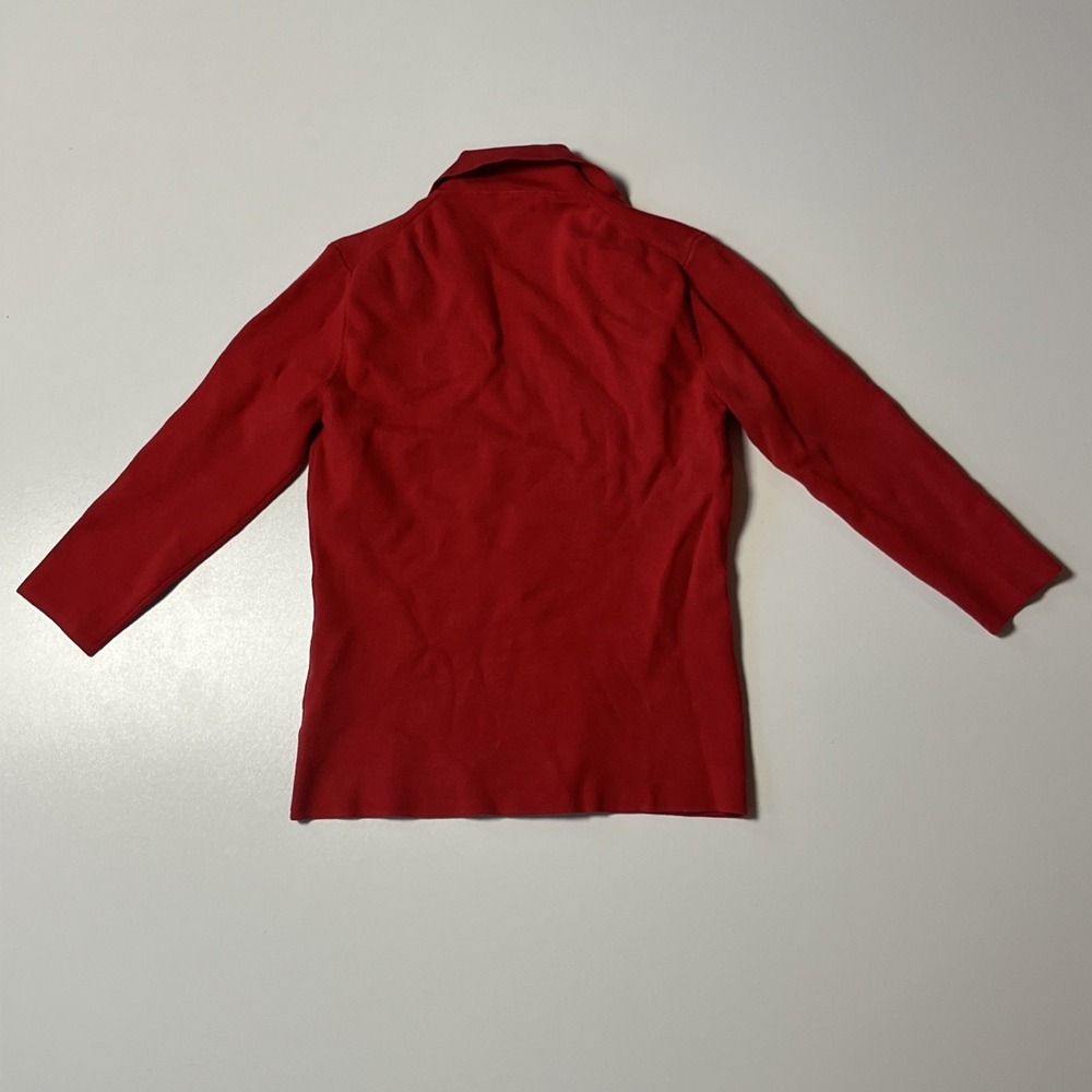 Sculpture Silk V-neck Ribbed Knit Top Size S Red Silk Blend Sexy Y2K Flattering - Picture 3 of 7